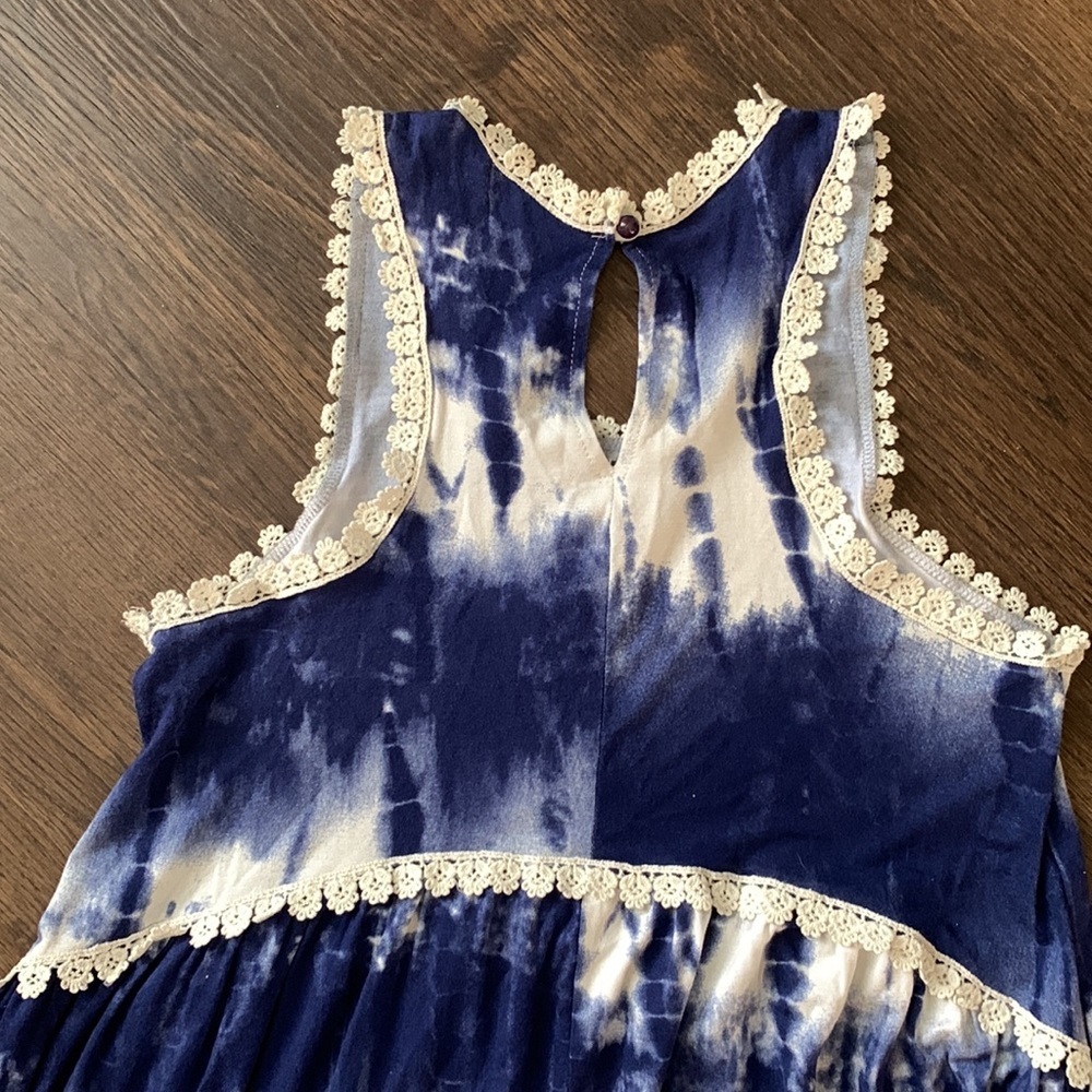 Mittoshop blue tie dye summer sleeveless mini sundress/swim coverup size small - Picture 5 of 5
